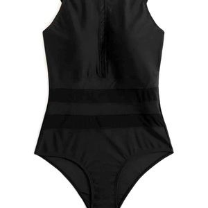 Contrast Mesh One Piece Swimsuit
